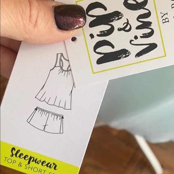 New Pip & Vine Maternity Blue pajama tank shorts sleep set XL Pregnancy Lace - Picture 5 of 7